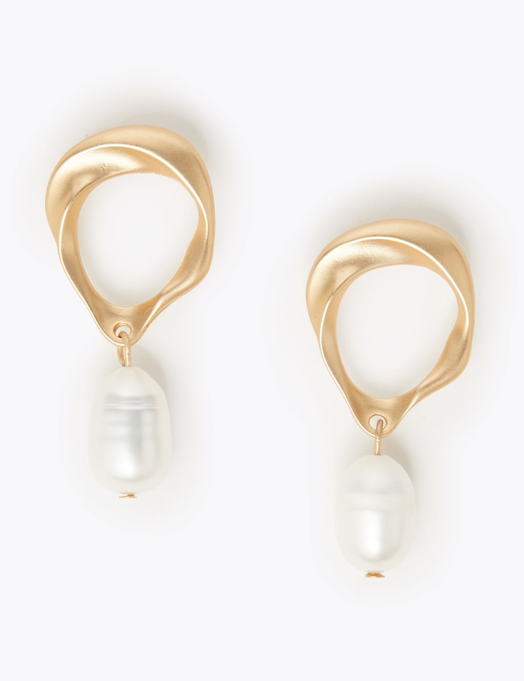 Oval Twist Pearl Drop Earrings 1 of 1