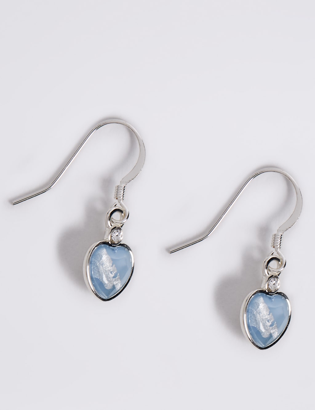 Silver Plated Heart Drop Earrings M S Collection M S