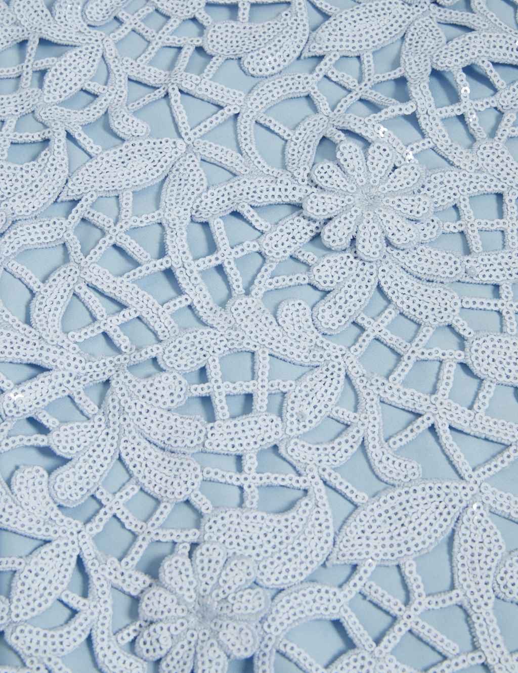 Floral Sequin Square Neck Cutwork Detail Mini Column Dress 6 of 6