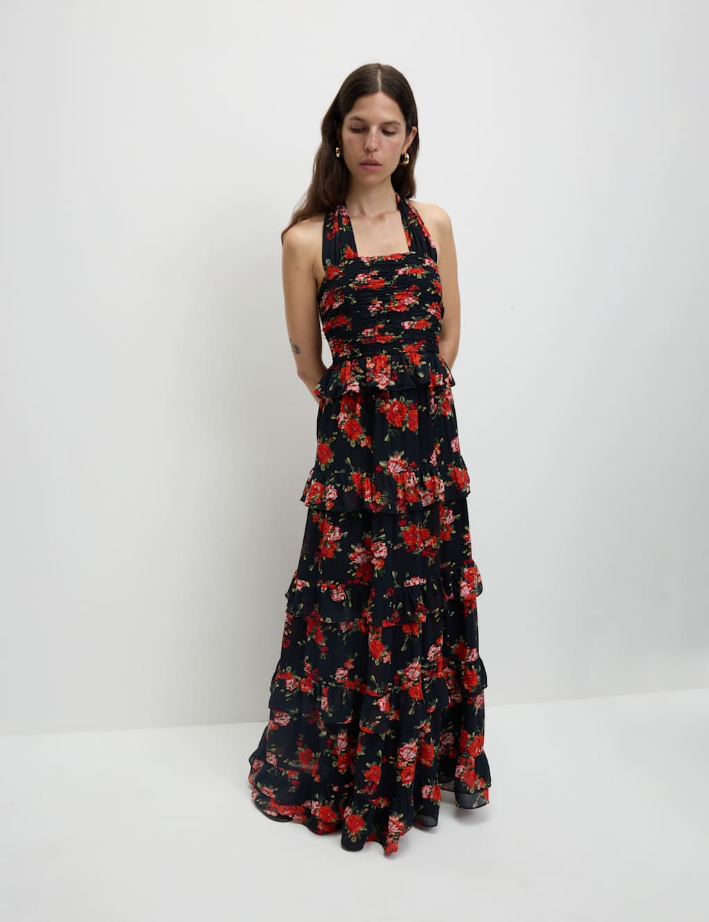 Floral Halterneck Maxi Tiered Dress 4 of 8