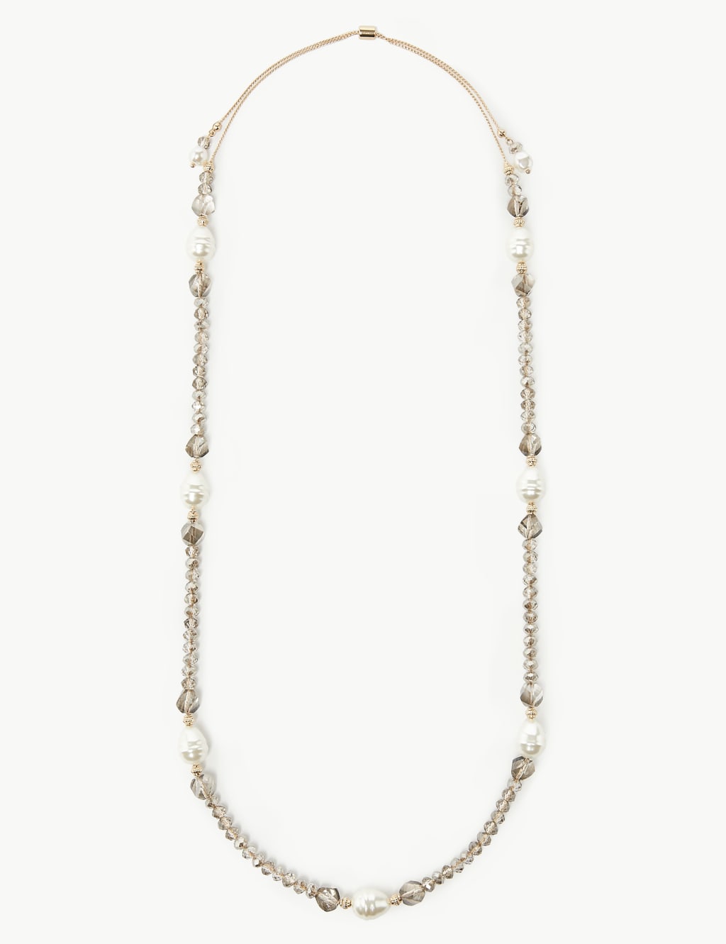 Long Glass Bead Pearl Necklace M S Collection M S