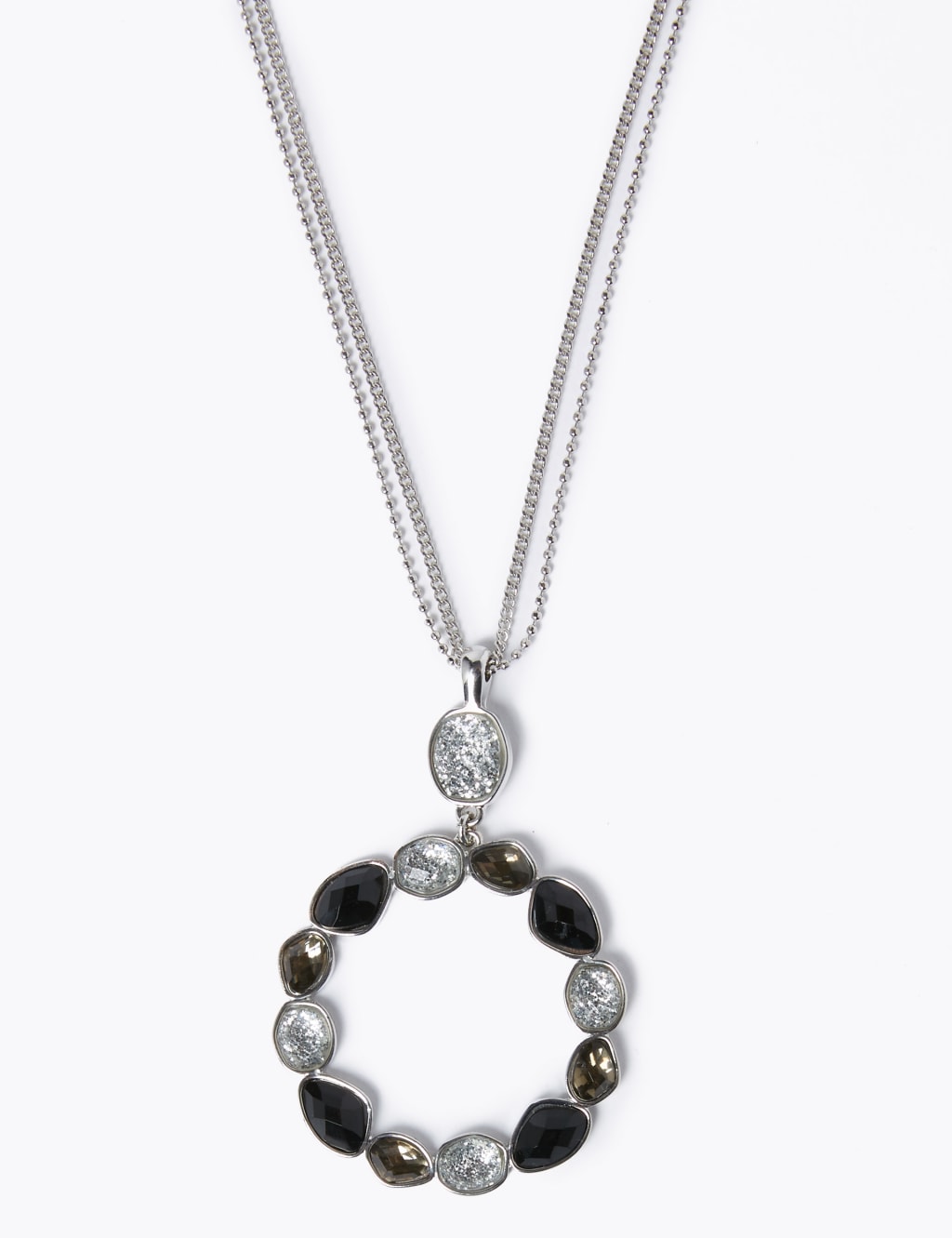 Facet Cut Gem Long Pendant Necklace 1 of 2
