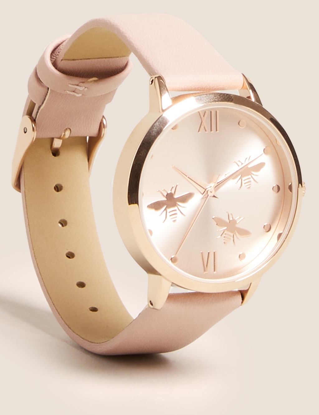 Rose Gold Tone Round Face Bee Watch 2 of 3