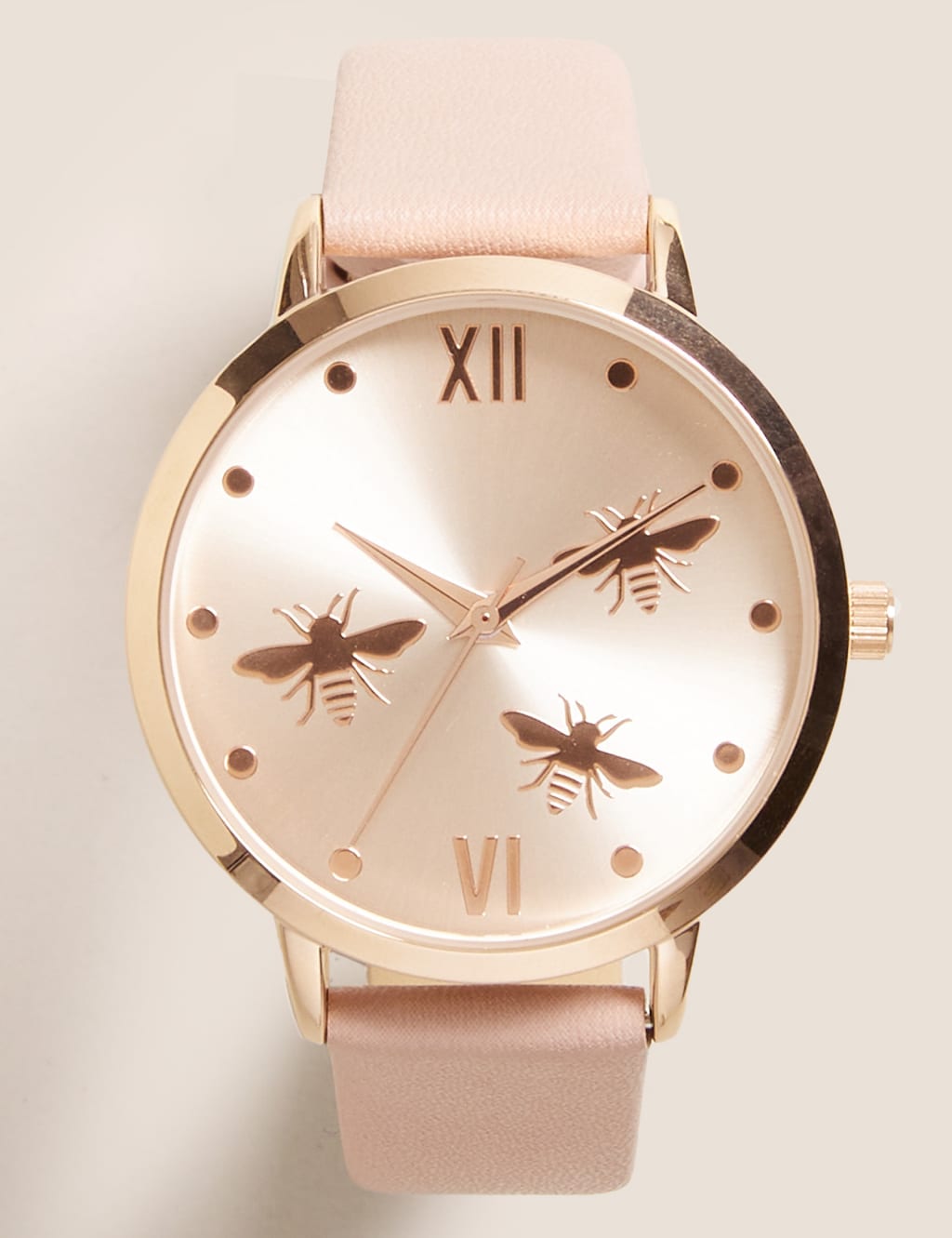 Rose Gold Tone Round Face Bee Watch M S Collection M S