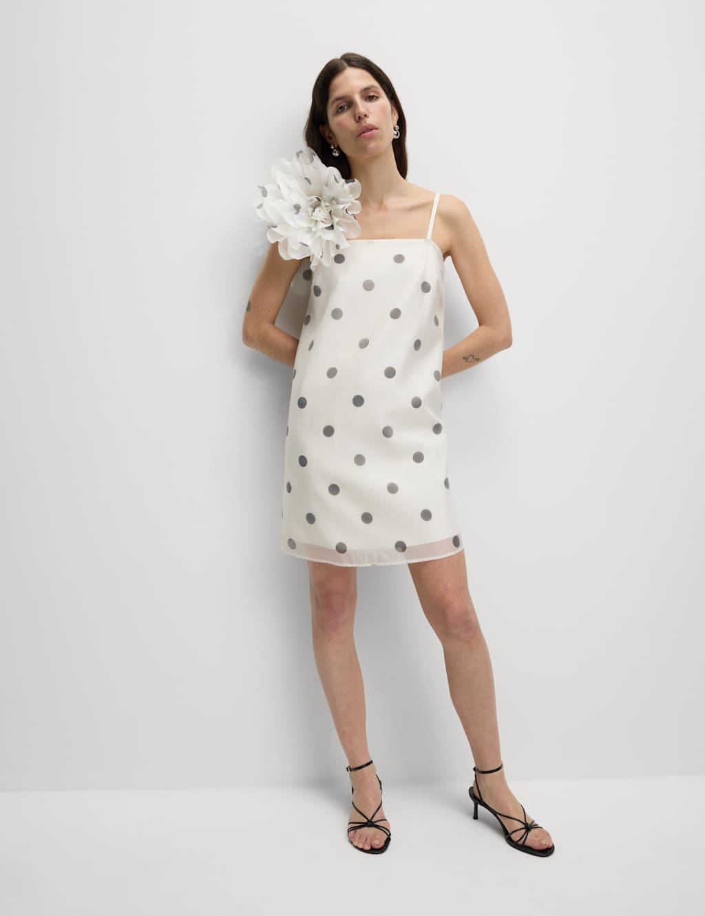 Polka Dot Square Neck Mini Column Dress 7 of 7