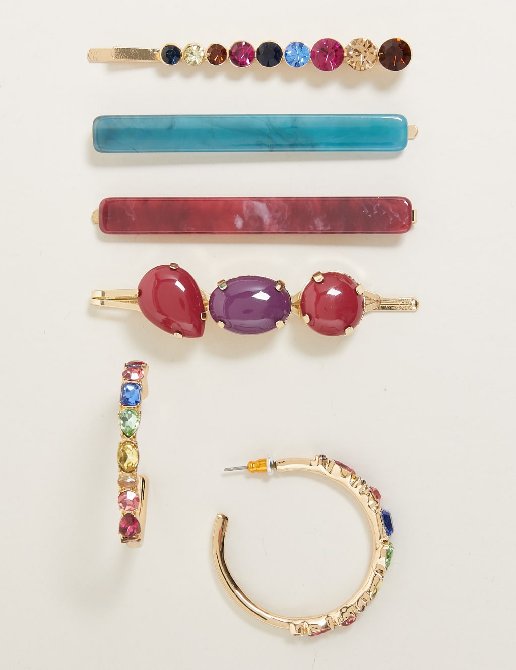Mixed Stone Earrings & Hair Clip Set 1 of 1