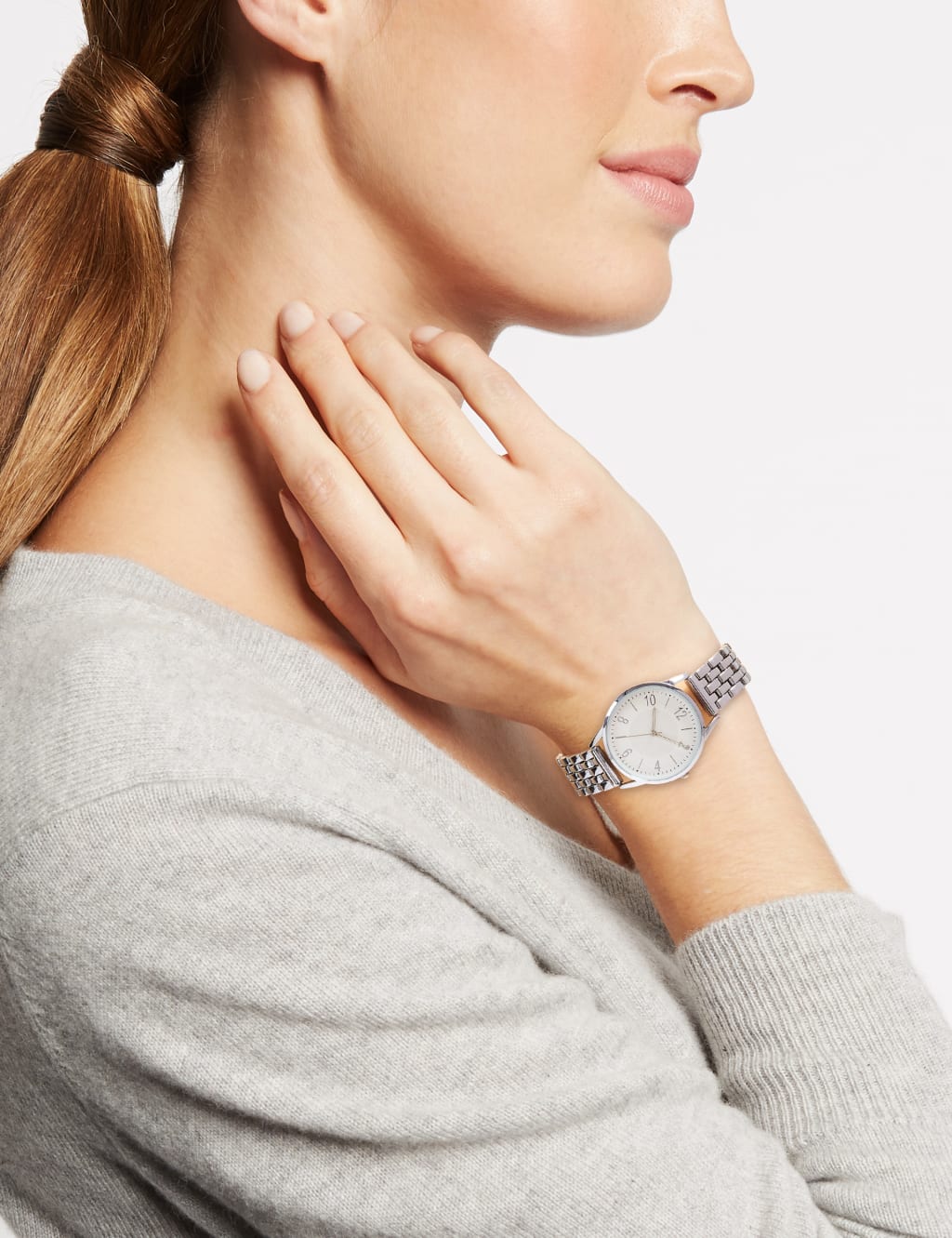 Round Face Modern Bracelet Watch M S Collection M S