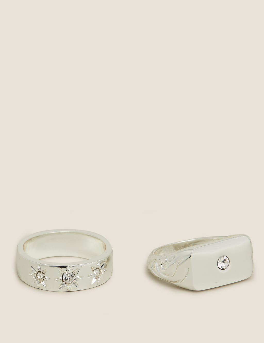 2 Pack Silver Tone Sparkle Chunky Rings 1 of 1