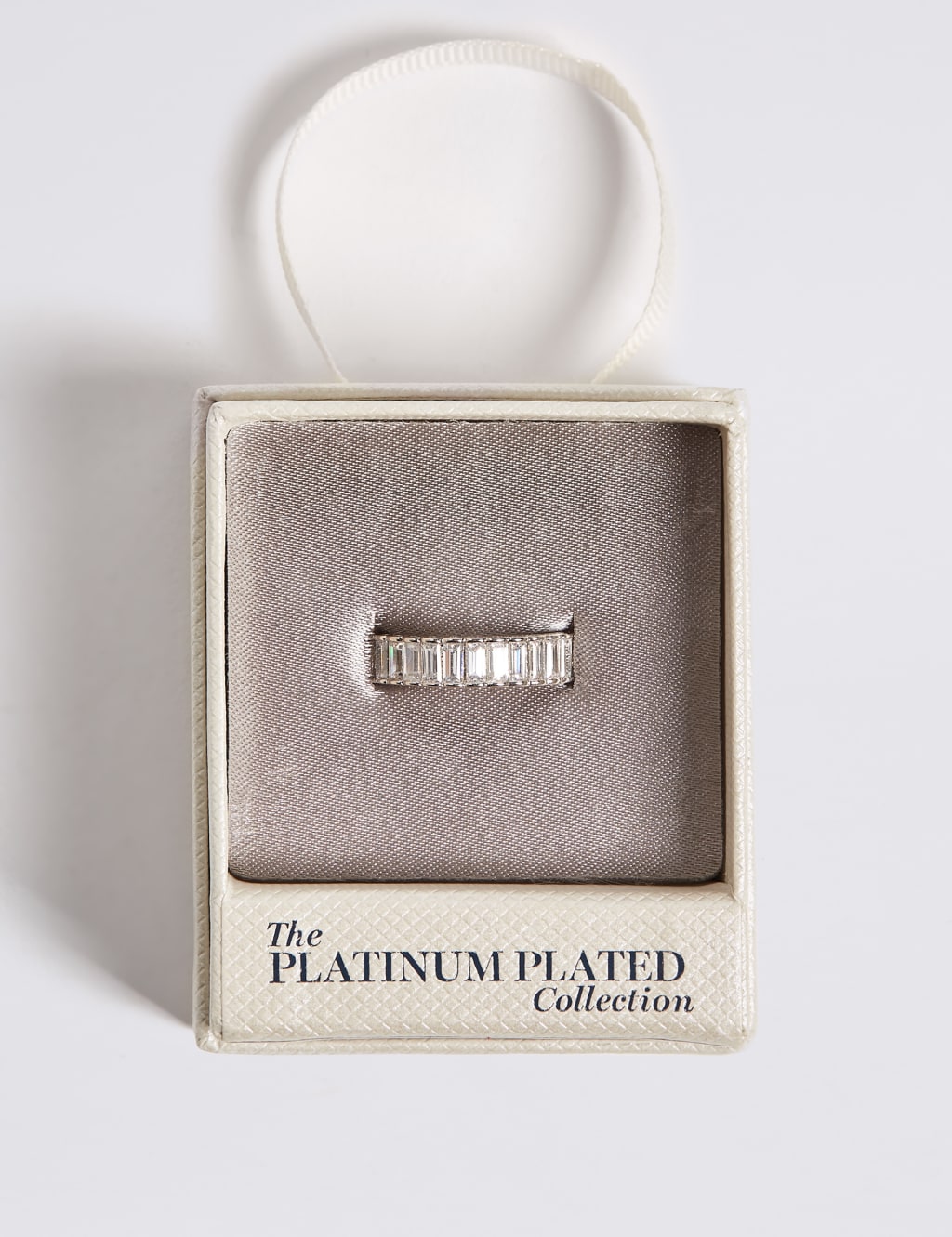 Platinum Plated Baguette Band Ring 2 of 2