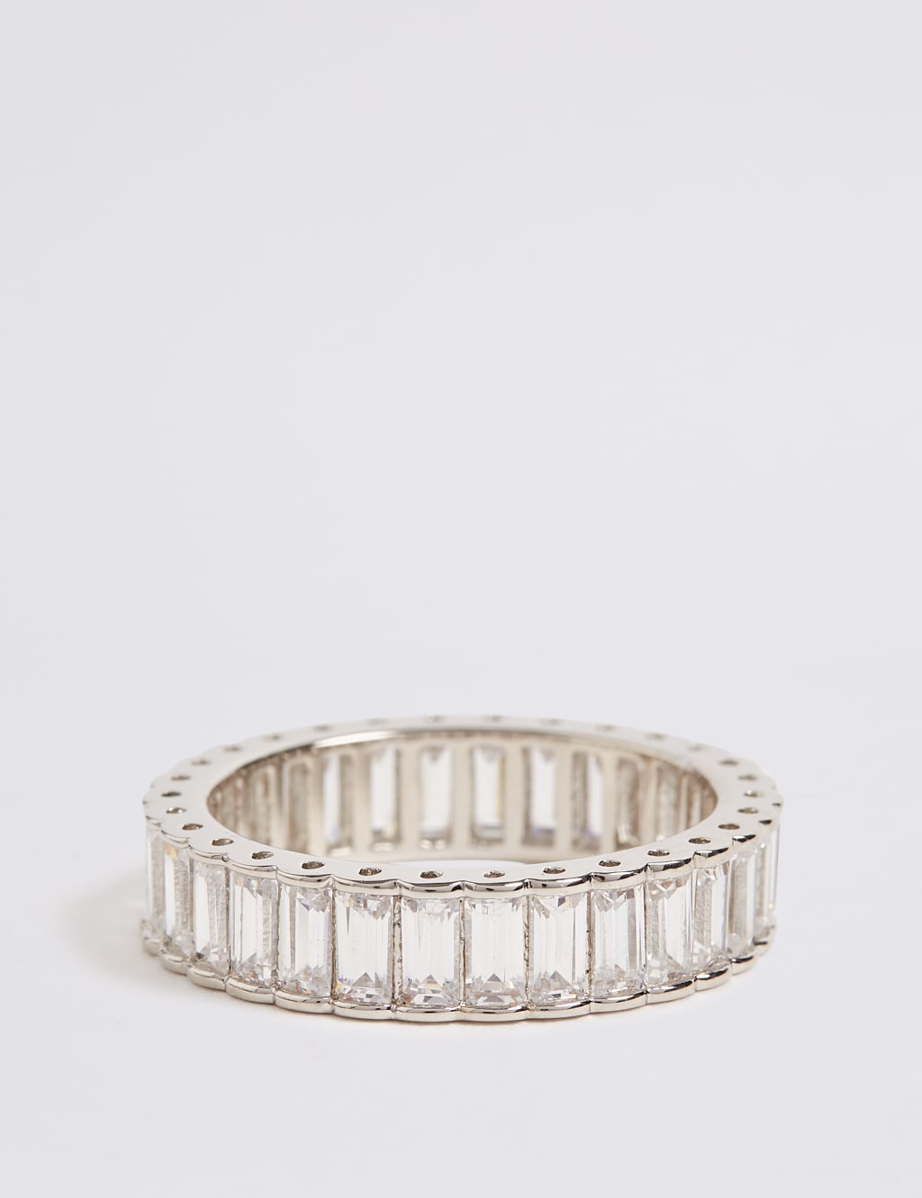 Platinum Plated Baguette Band Ring M S Collection M S