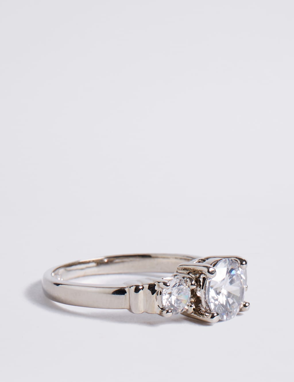 Platinum Plated Trio Classic Diamanté Ring 3 of 3
