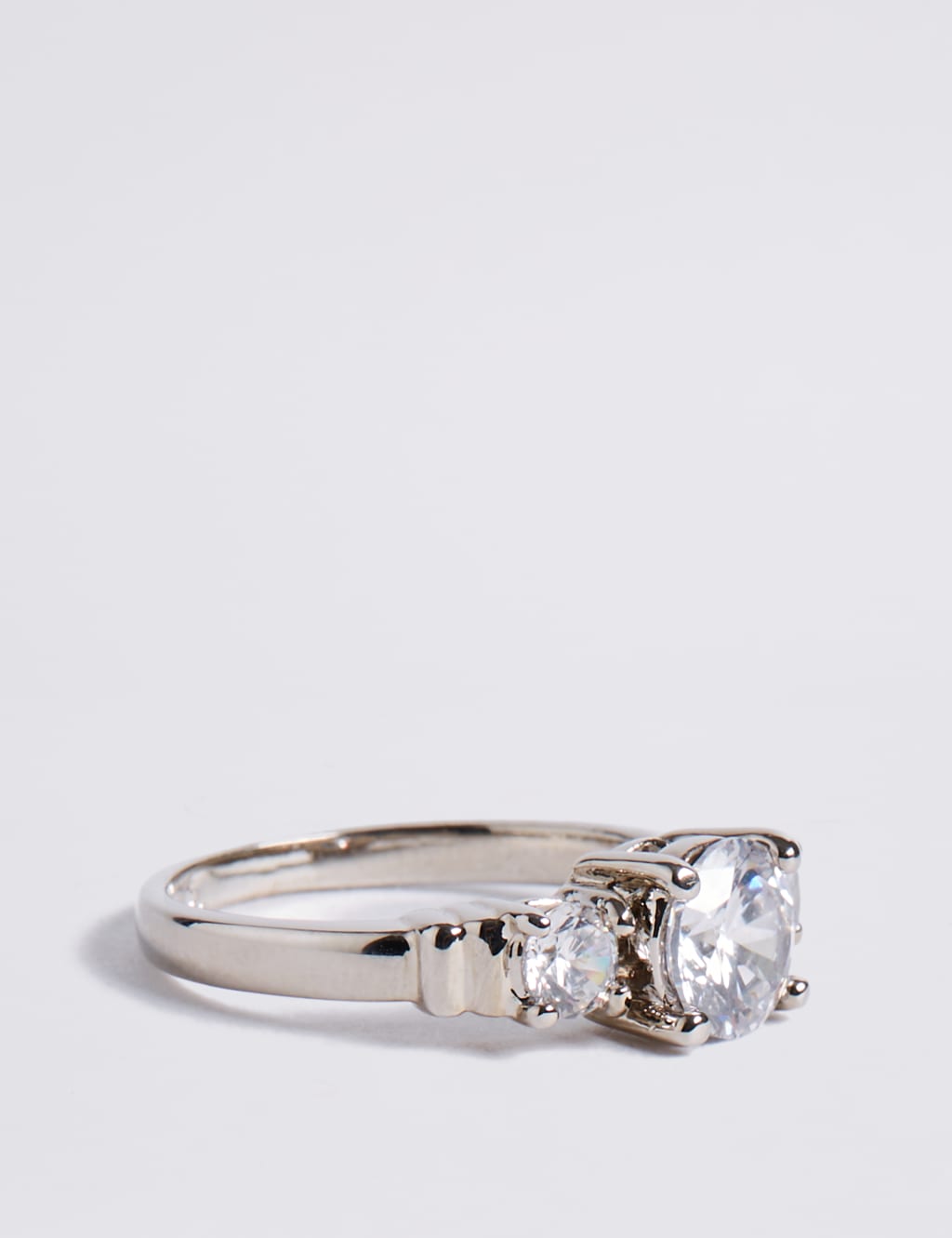 Platinum Plated Trio Classic Diamante Ring