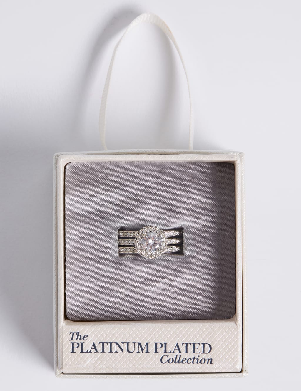Platinum Plated Millgrain Eternity Diamanté Ring 3 of 3