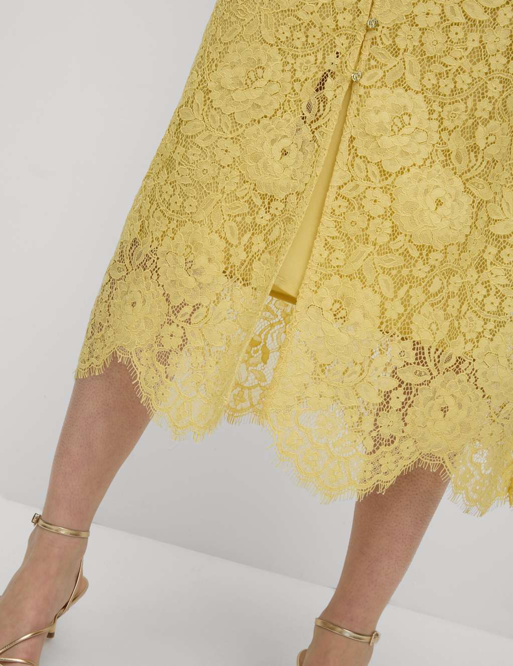 Lace Button Through Midi Tea Dress With Cotton 5 of 8
