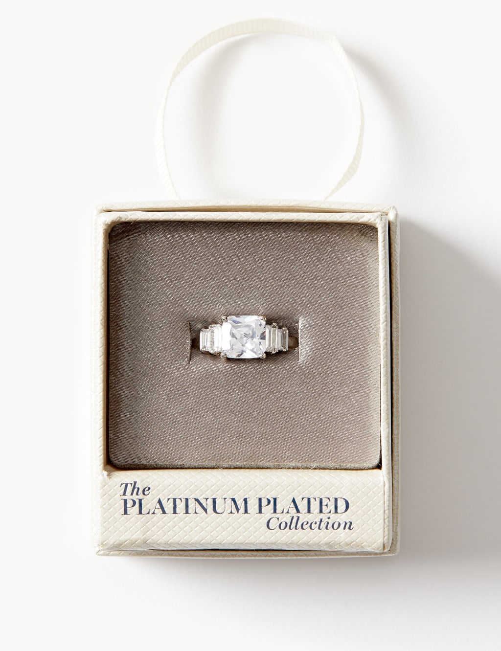 Platinum Plated Square Trilogy Ring 3 of 3