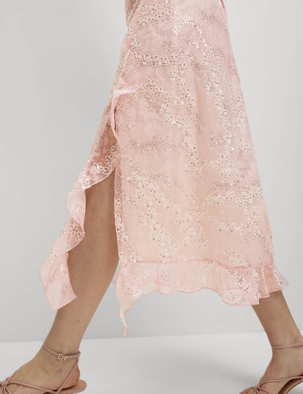 Embellished Lace Frill Midaxi Column Dress 5 of 7