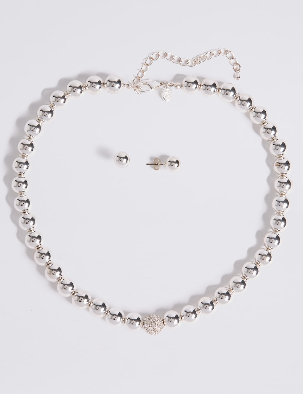 Silver Plated Sparkle Diamanté Necklace & Earrings Set 1 of 2