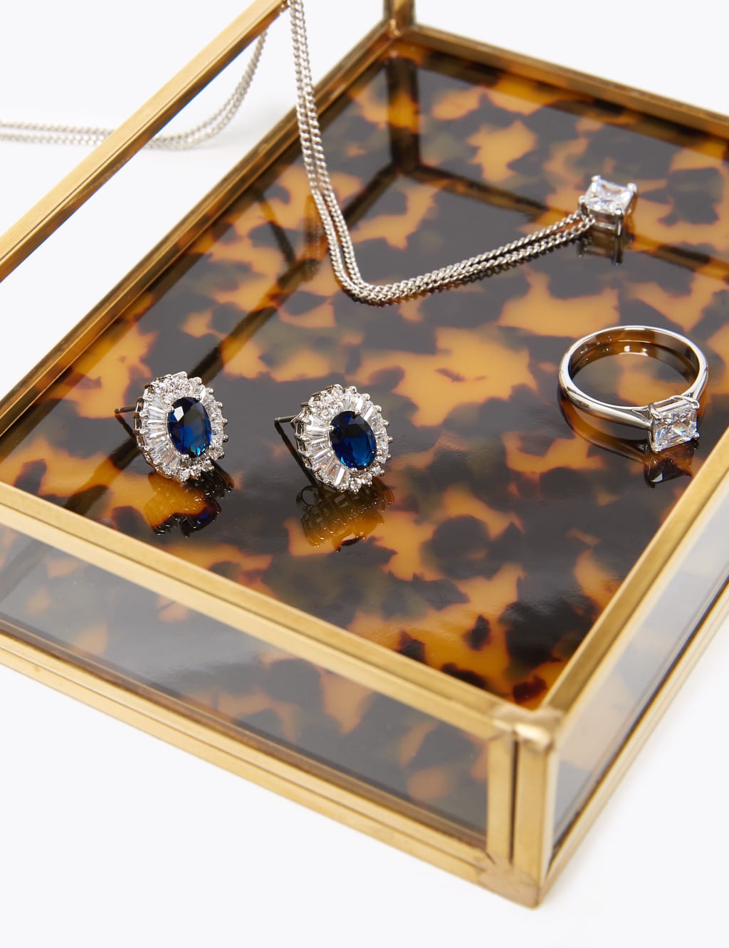 Tortoise Shell Print Glass Jewellery Tray 3 of 4