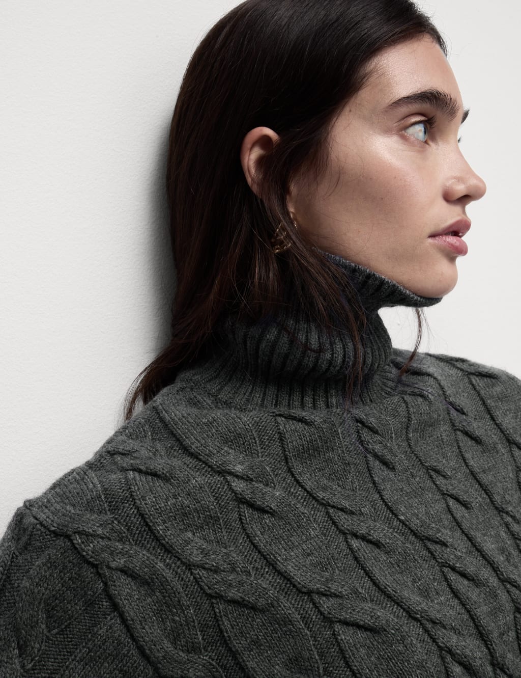 Cable knit roll neck jumper clearance