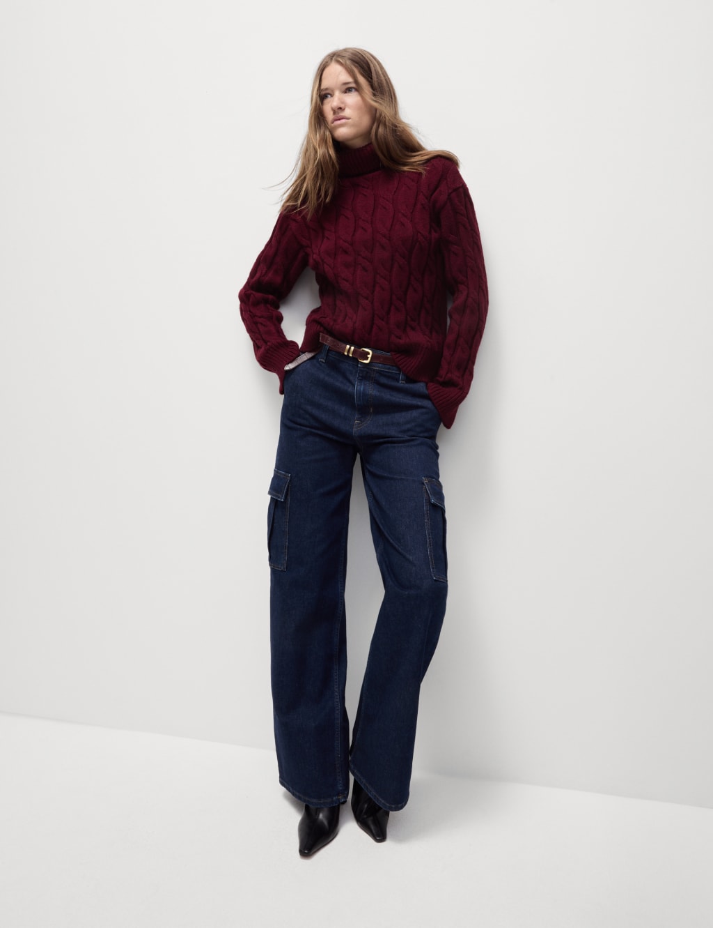 Cable Knit Roll Neck Jumper