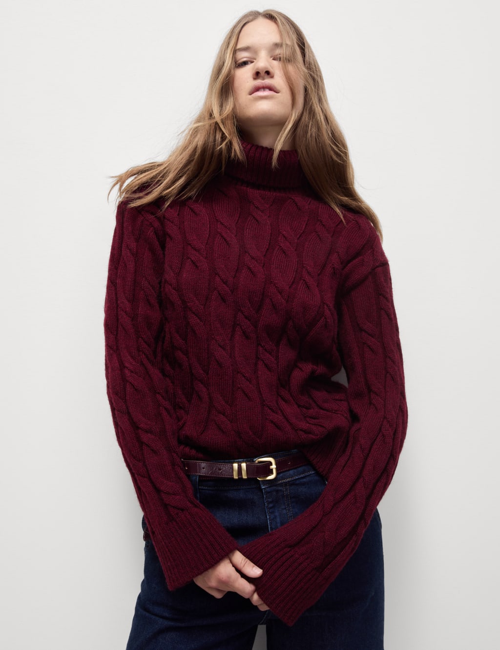 M and s cable knit jumper sale