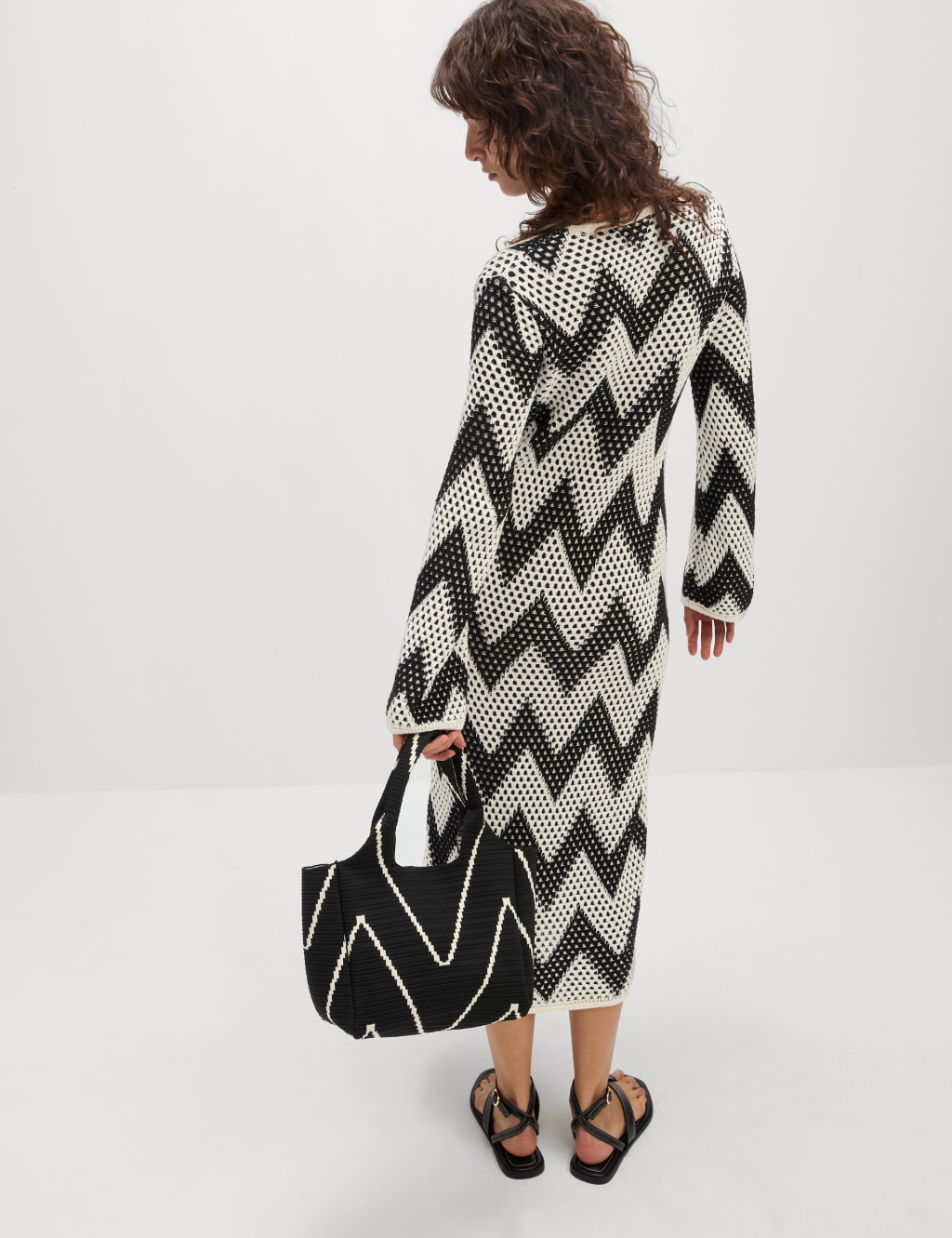 Cotton Blend Knitted V-Neck Midi Dress 4 of 6