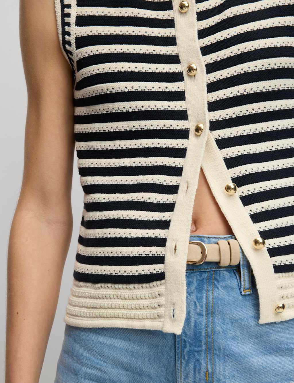 Cotton Rich Striped Knitted Waistcoat 7 of 8