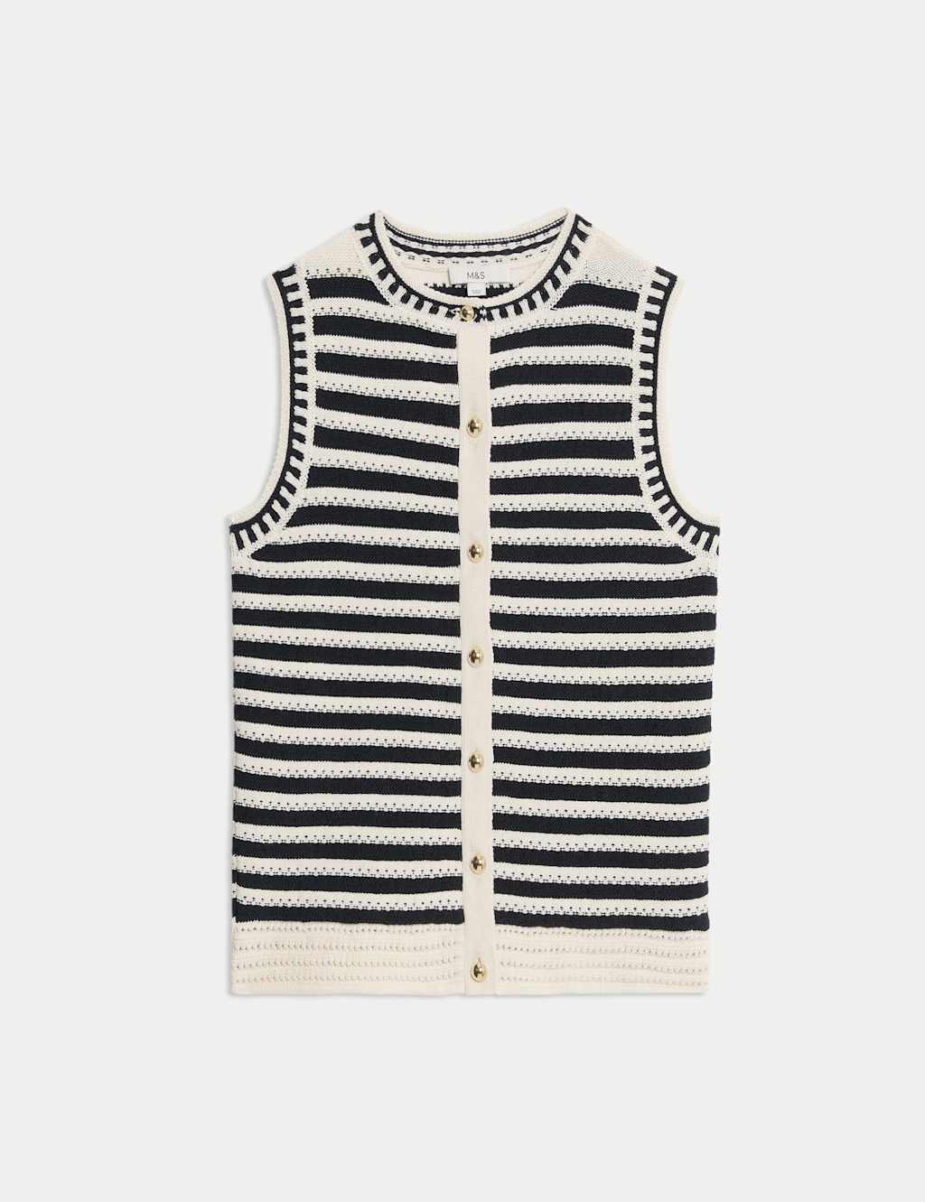Cotton Rich Striped Knitted Waistcoat 2 of 8