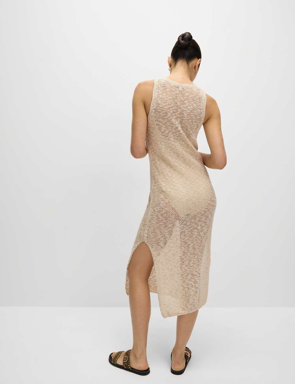 Cotton Rich Knitted Midi Dress with Linen 7 of 8