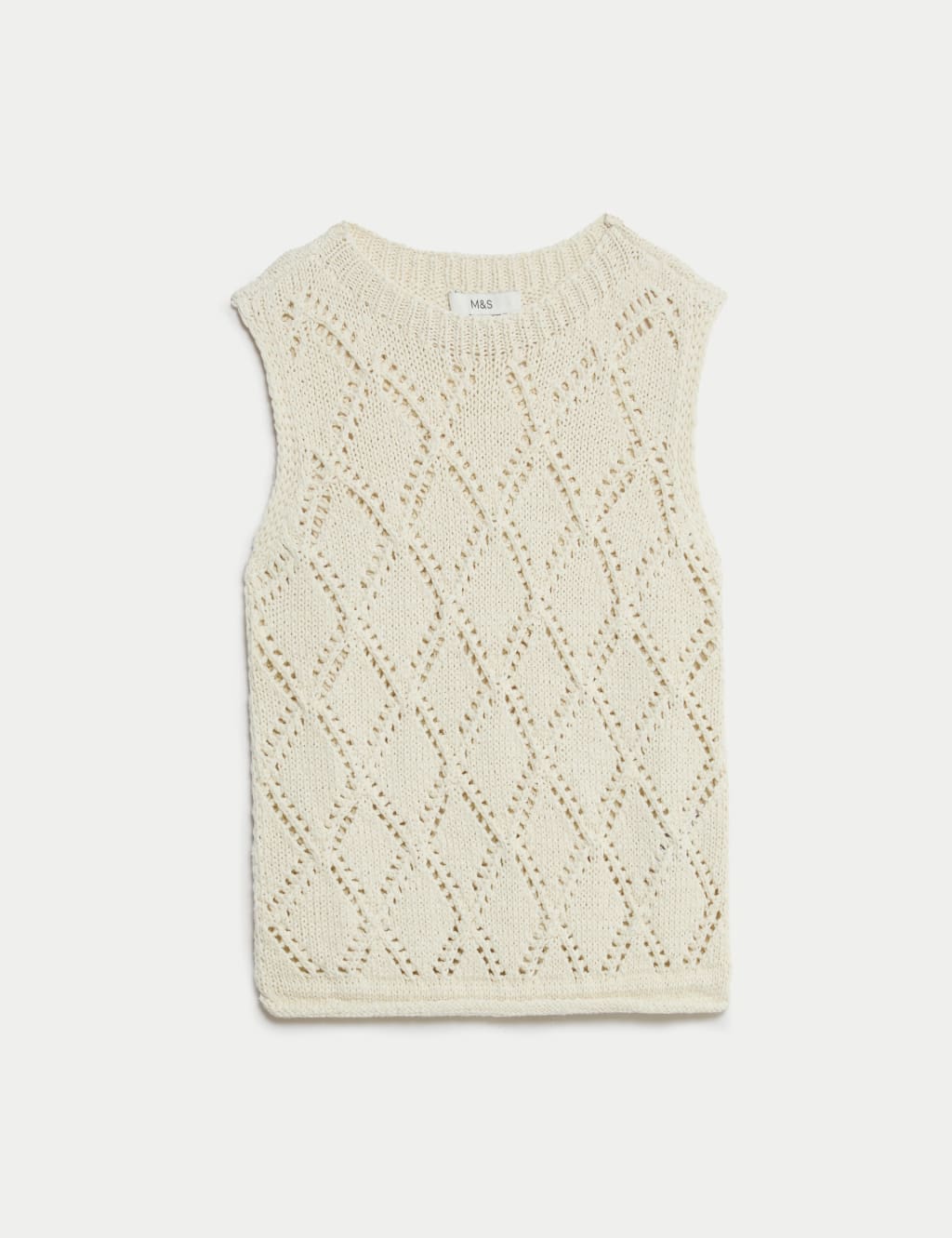 Cotton Blend Diamond Stitch Knitted Vest 2 of 7