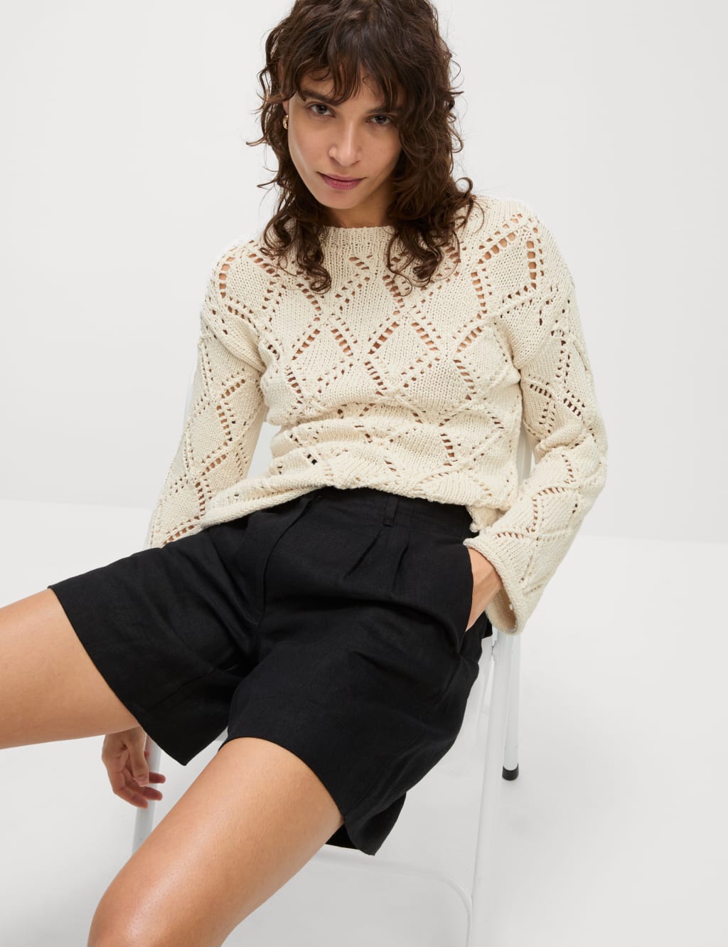 Cotton Blend Textured Jumper 3 of 7