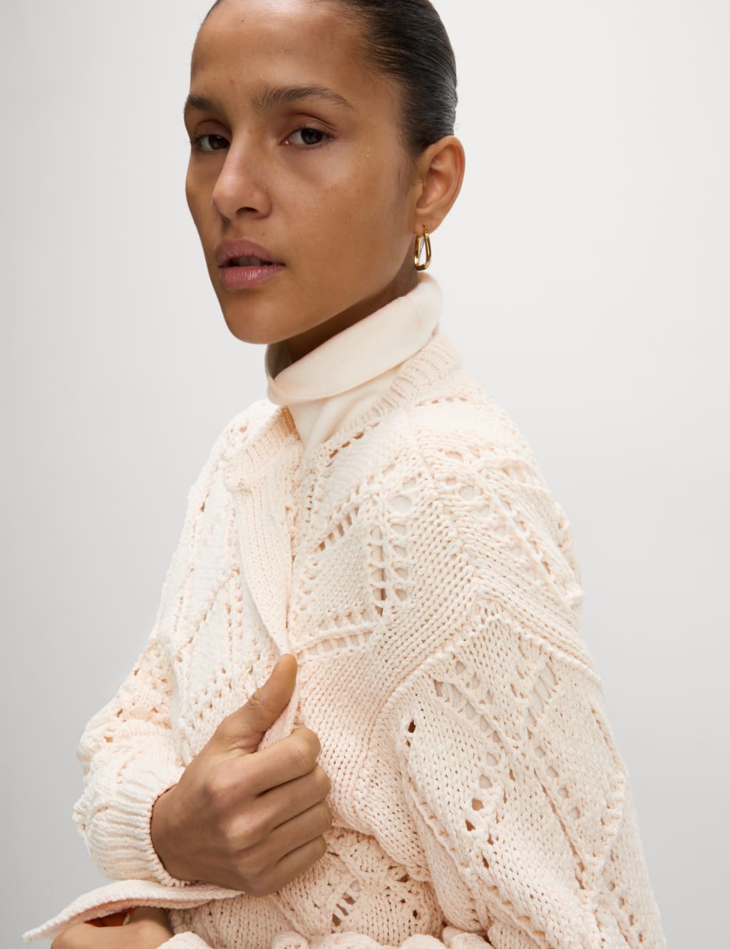 Cotton Blend Open Stitch Cropped Cardigan 4 of 6