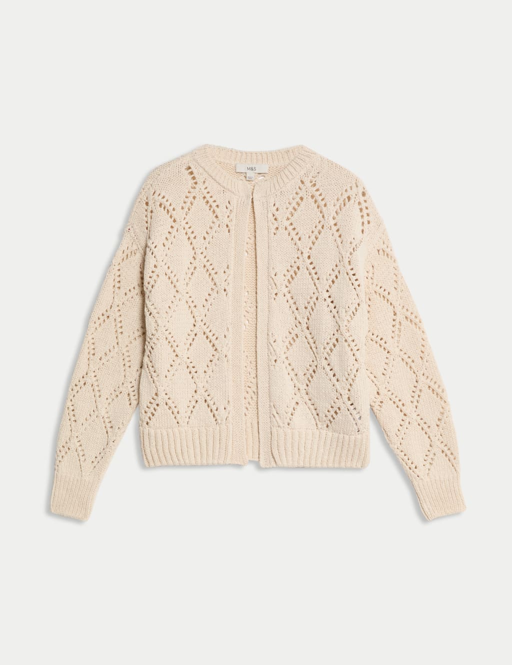 Cotton Blend Open Stitch Cropped Cardigan 2 of 6