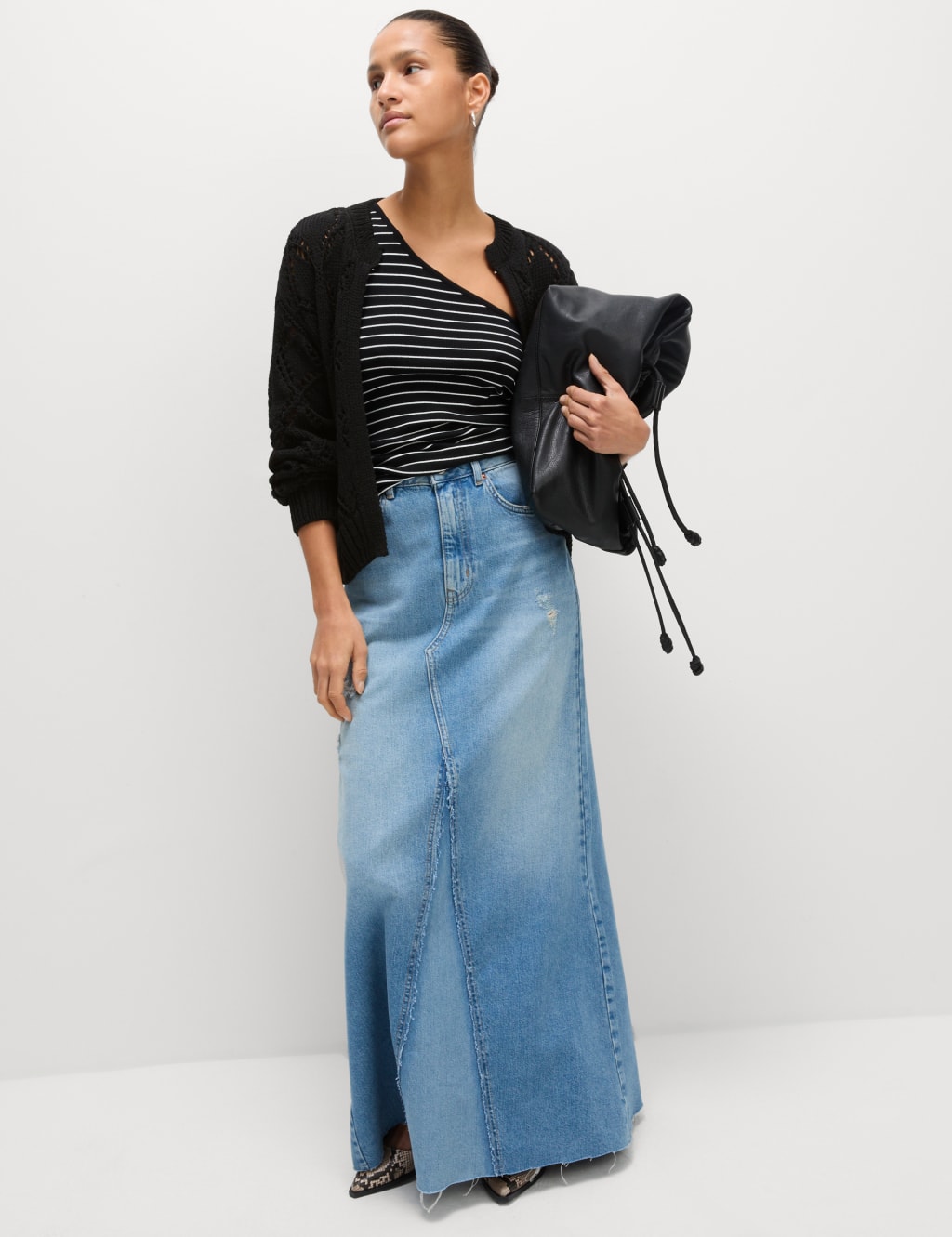 Cotton Blend Open Stitch Cropped Cardigan 4 of 7