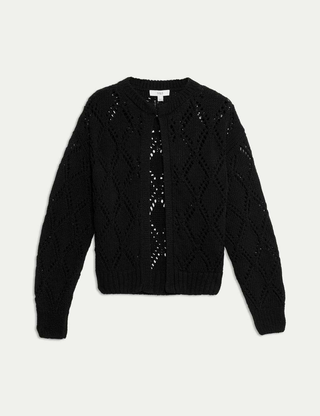 Cotton Blend Open Stitch Cropped Cardigan 2 of 7
