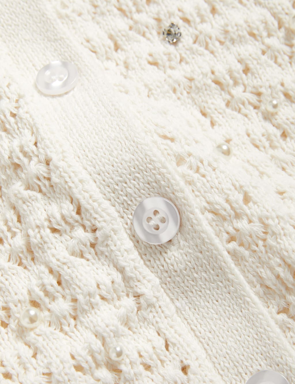 Cotton Blend Embellished Crew Neck Cardigan 6 of 6