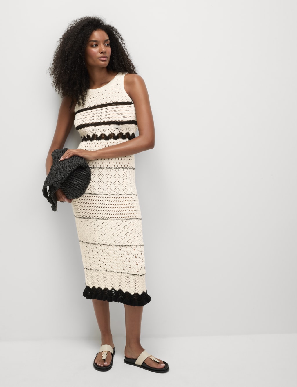 Cotton knit midi dress shop