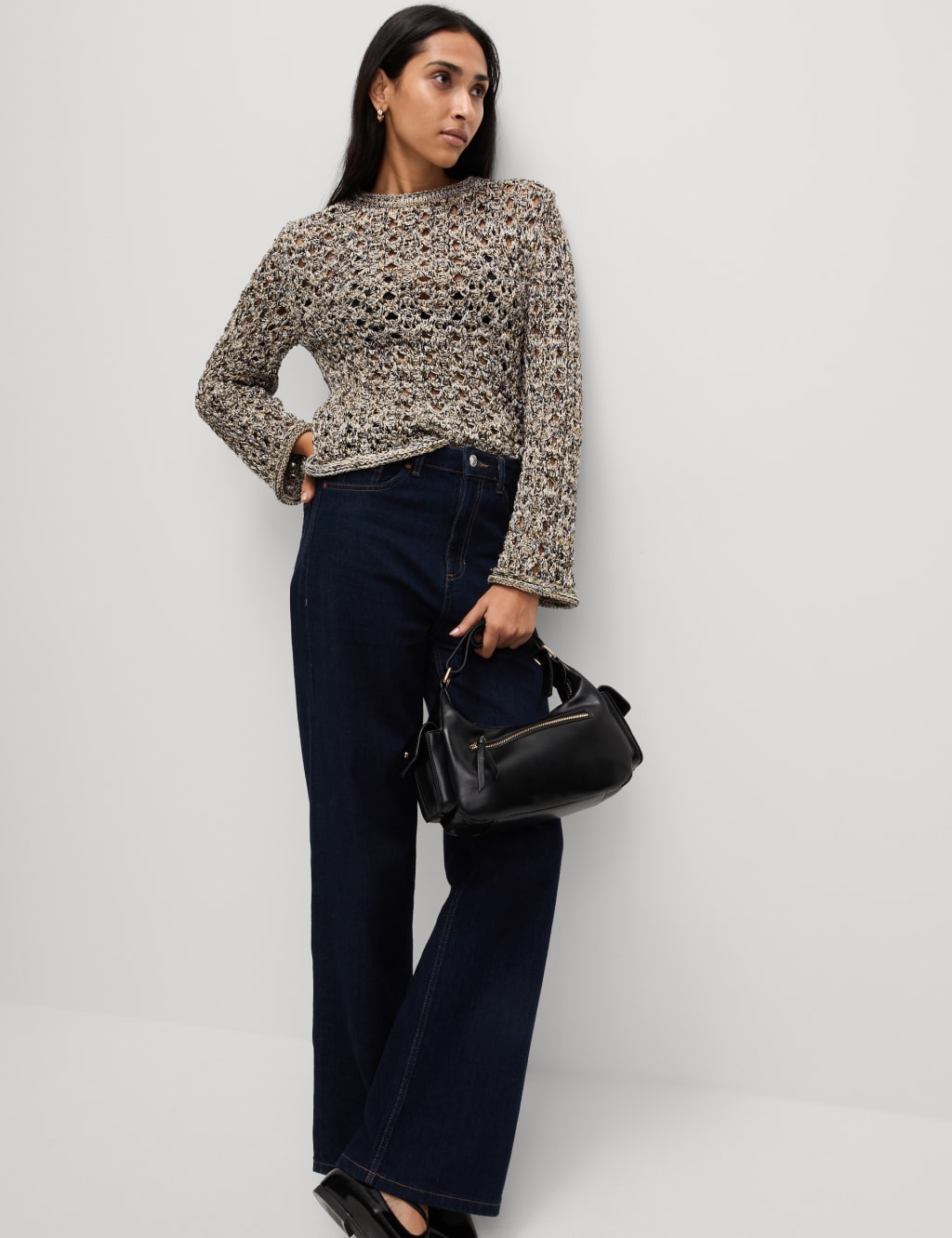 Cotton Blend Metallic Textured Jumper 4 of 7