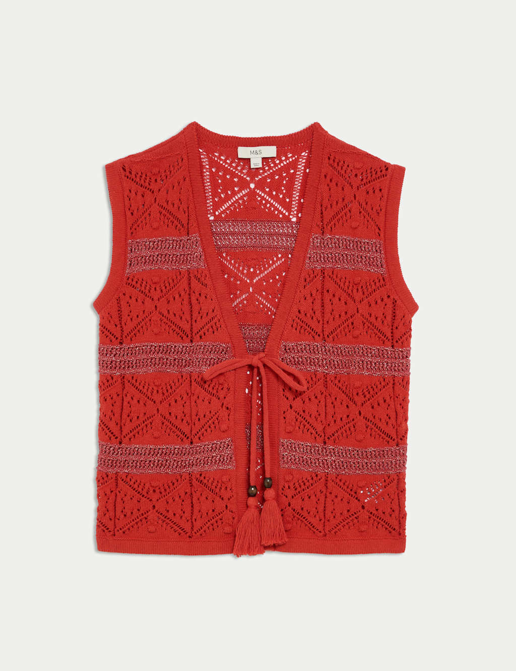 Cotton Rich Slim Textured Cropped Waistcoat 2 of 7