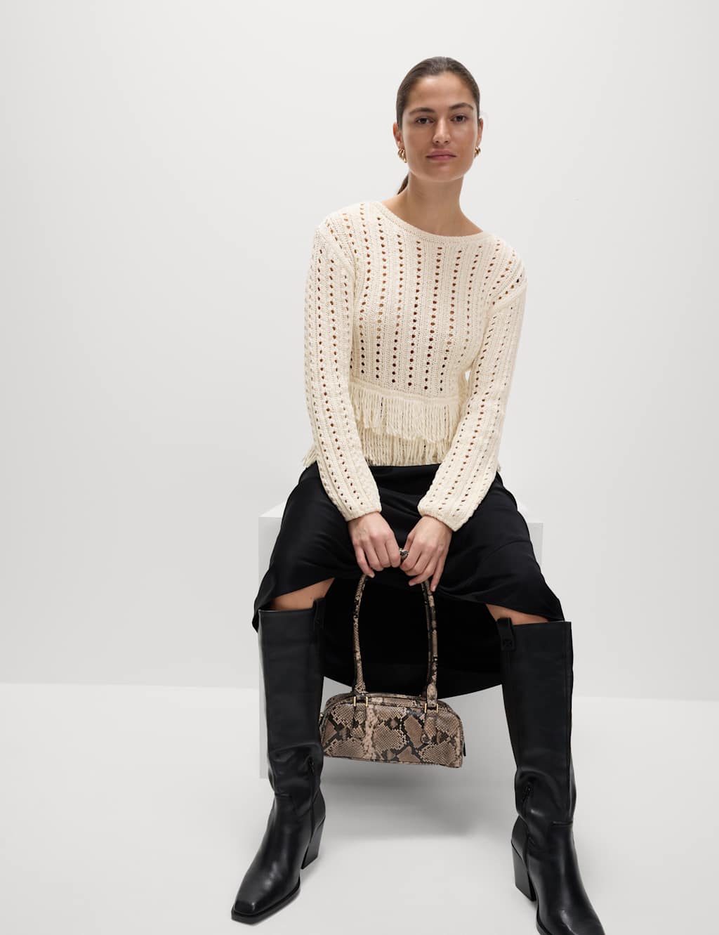 Cotton-Blend Textured Fringe Jumper 3 of 8