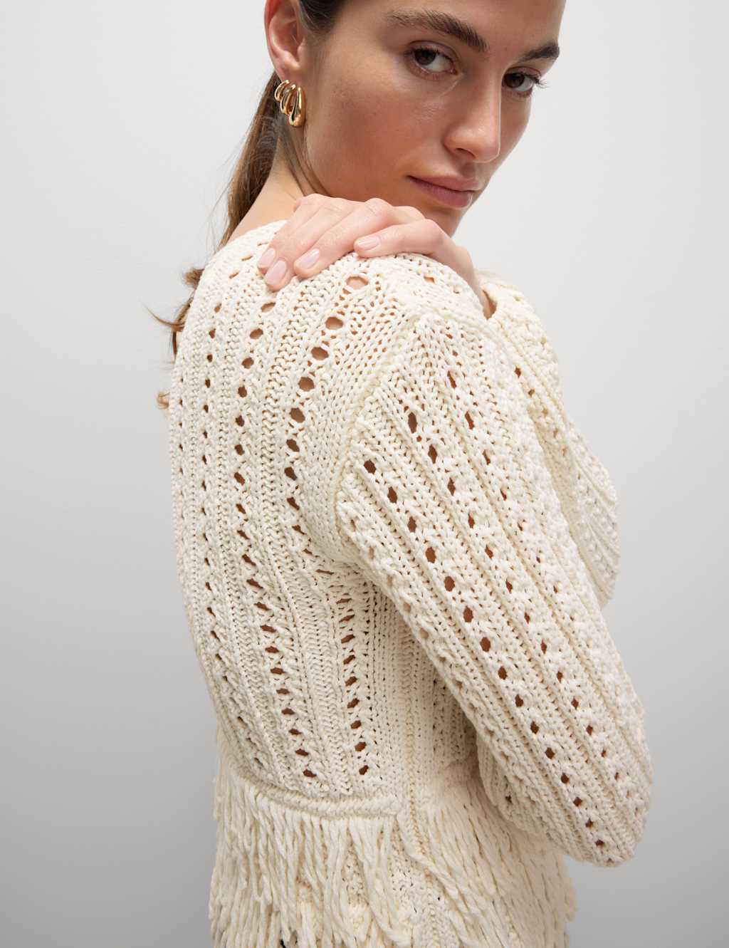 Cotton-Blend Textured Fringe Jumper 4 of 8