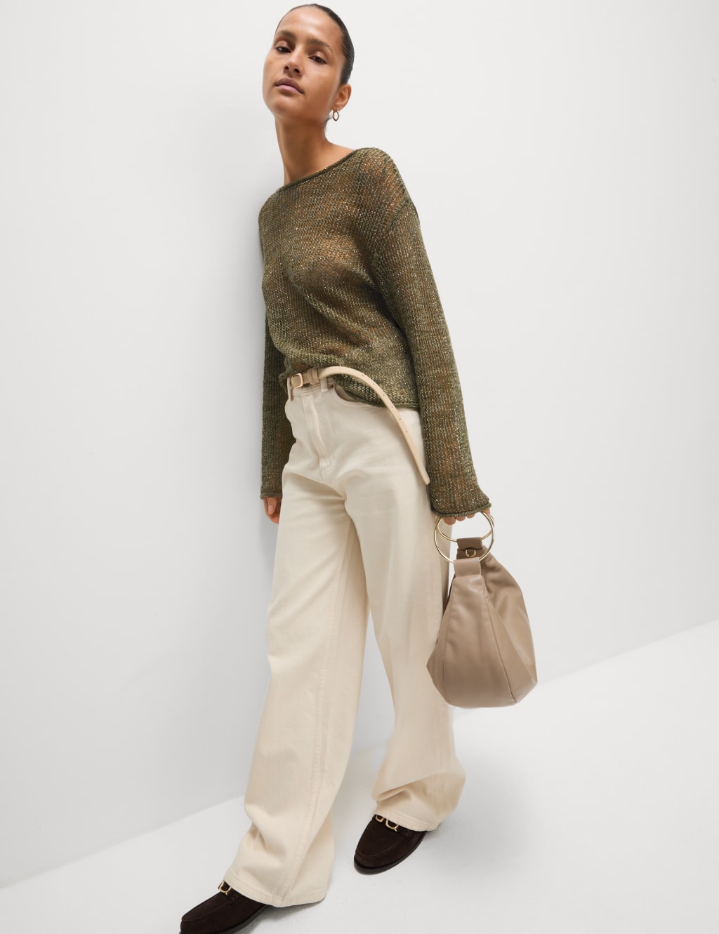 Cotton Blend Metallic Jumper with Linen 3 of 6