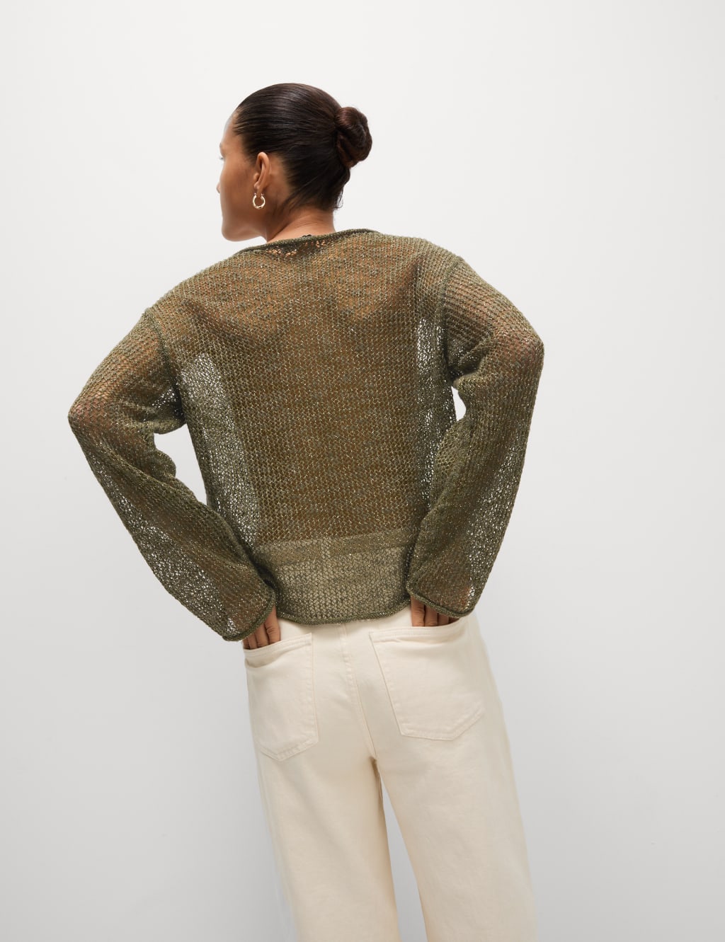 Cotton Blend Metallic Jumper with Linen 4 of 6