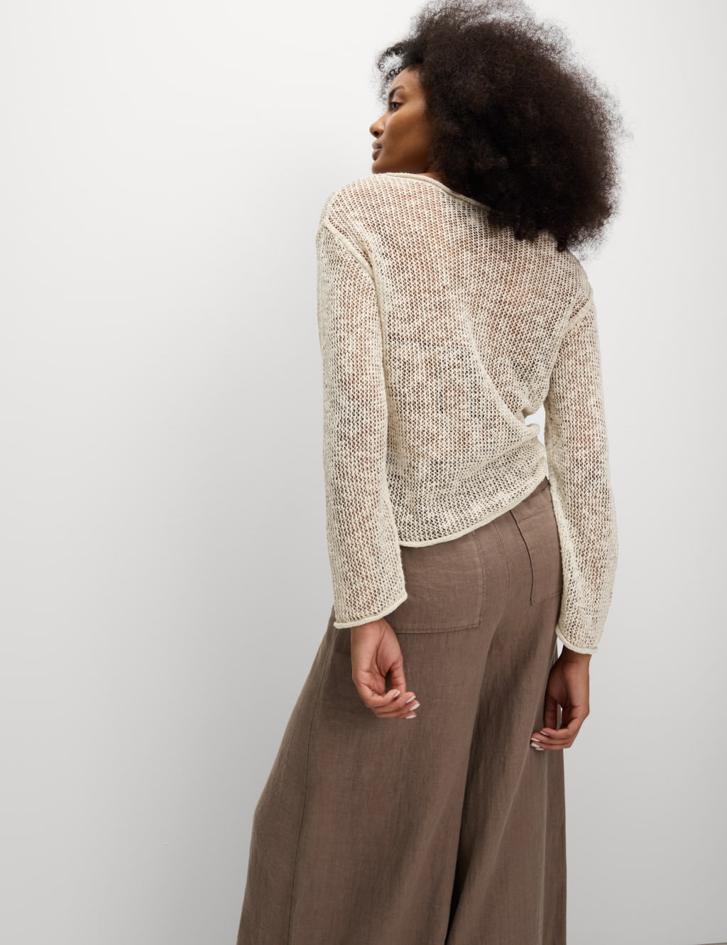 Cotton Blend Metallic Jumper with Linen 5 of 6
