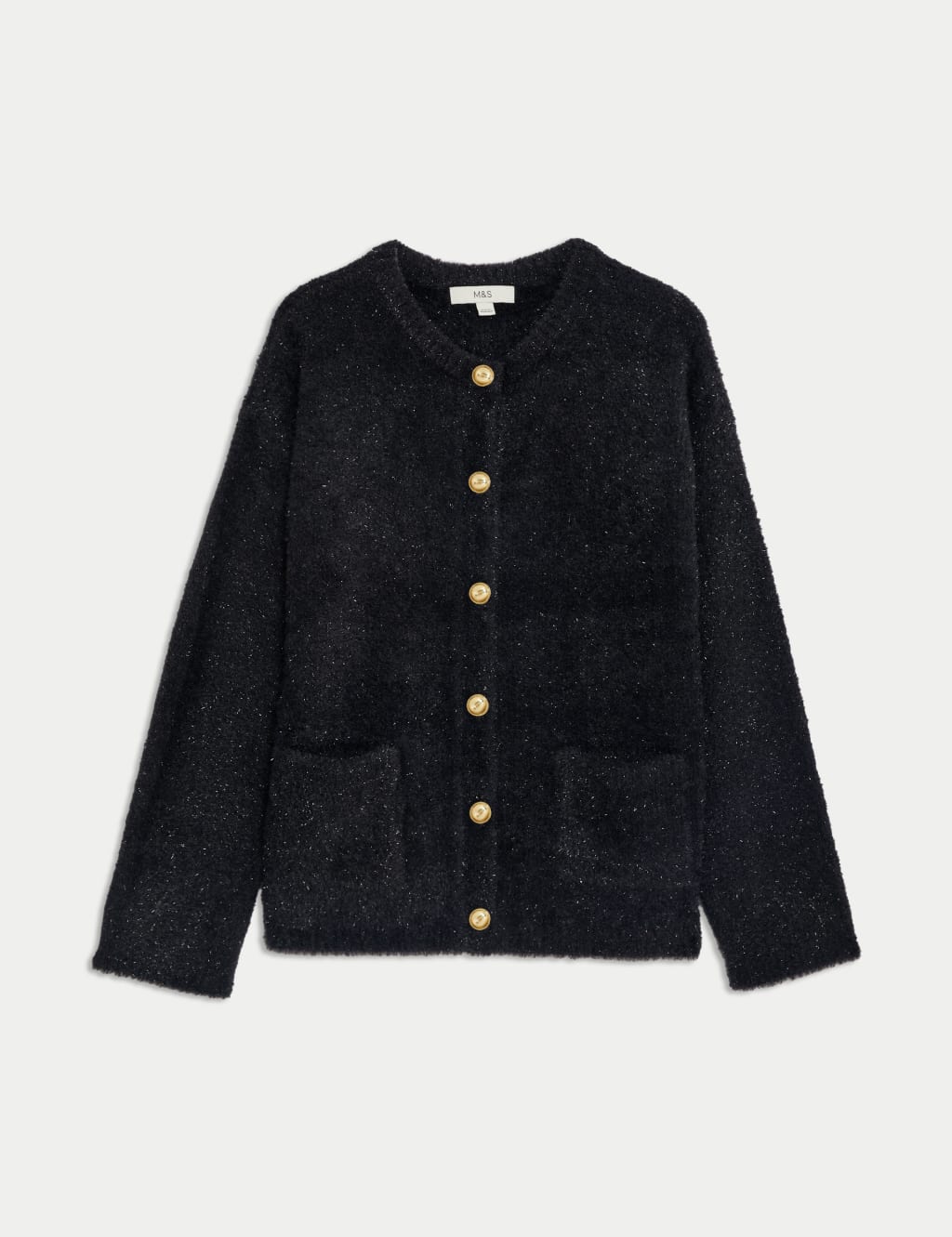 Metallic Crew Neck Button Front Cardigan M S Collection M S