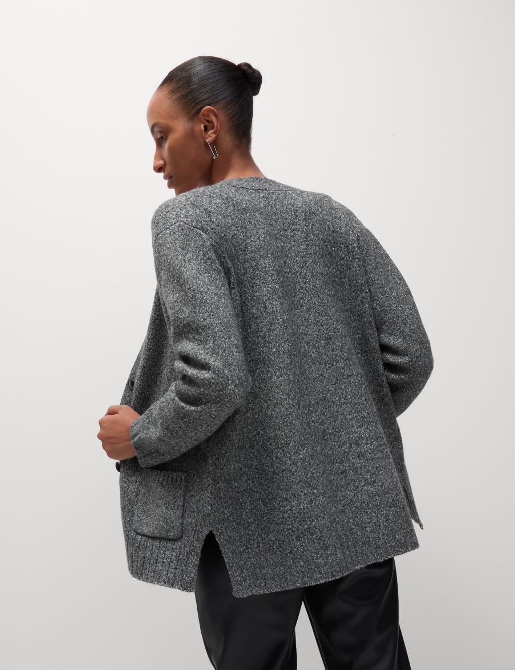 Textured V-Neck Relaxed Cardigan 5 of 6
