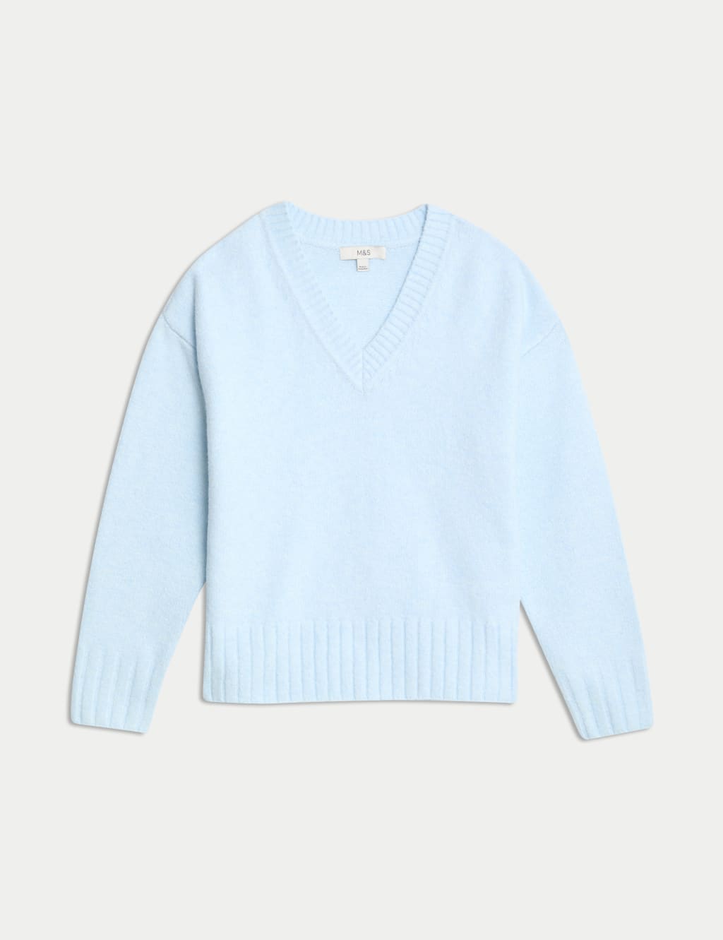 Textured V Neck Twisted Tweed Relaxed Jumper