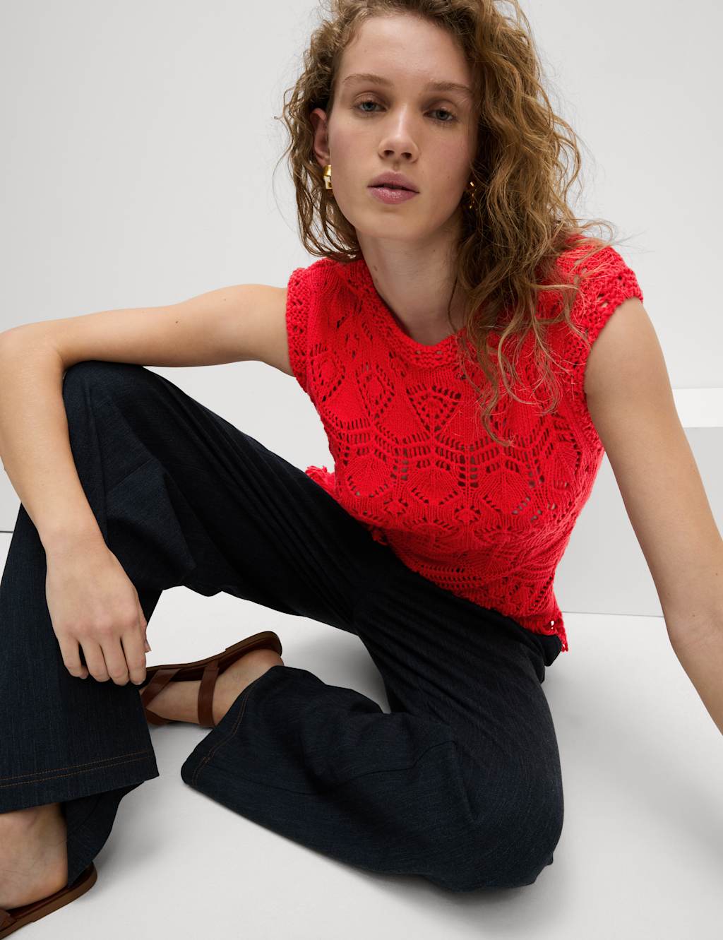 Pure Cotton Textured Slim Fit Knitted Top 4 of 6
