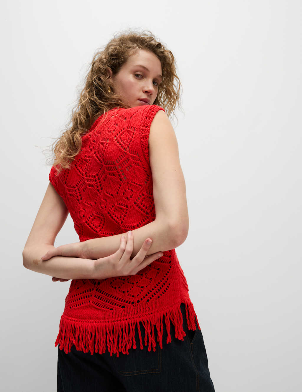 Pure Cotton Textured Slim Fit Knitted Top 5 of 6