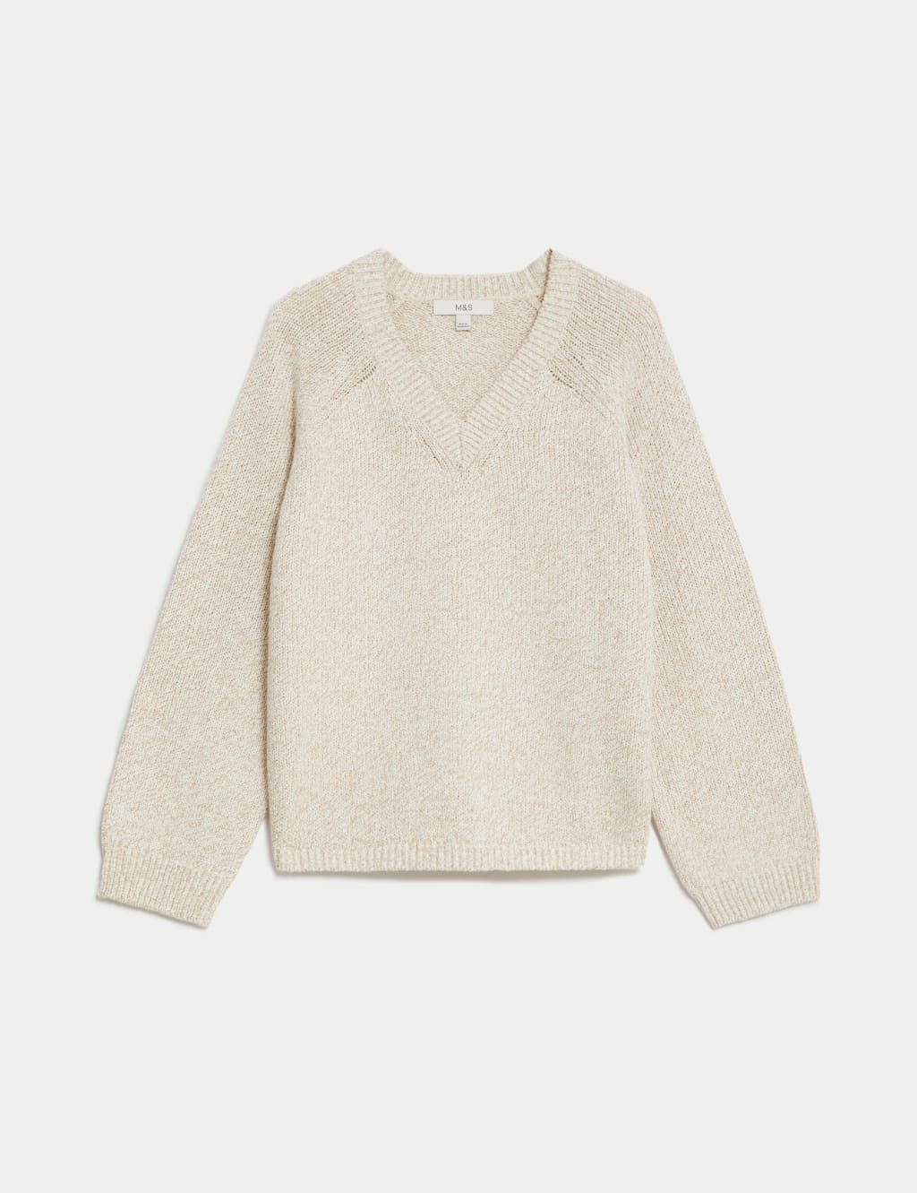 Cotton Blend Ribbed V Neck Jumper M S Collection M S